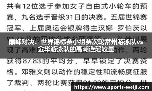 巅峰对决：世界锦标赛小组赛次轮常州游泳队vs金华游泳队的高潮迭起较量